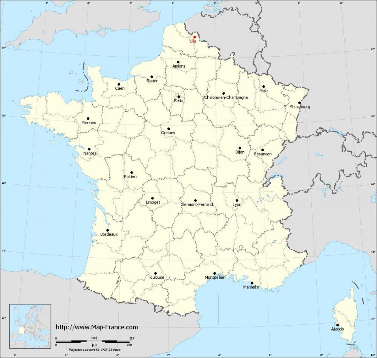 geographische Karte von Lille