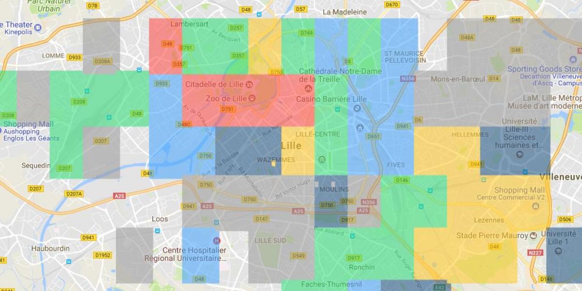 Karte von Lille Nachbarschaft