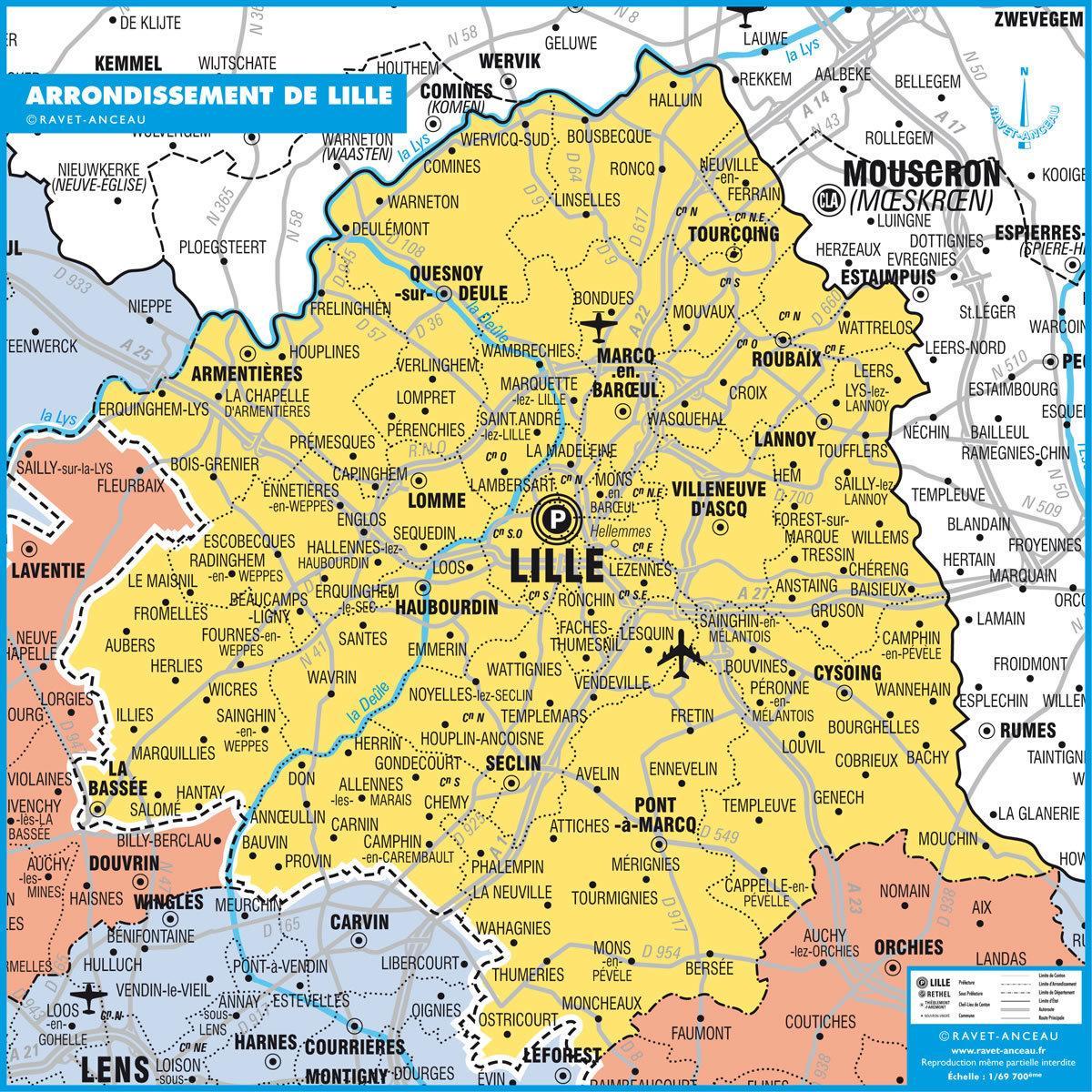 Karte von Lille-Zustand