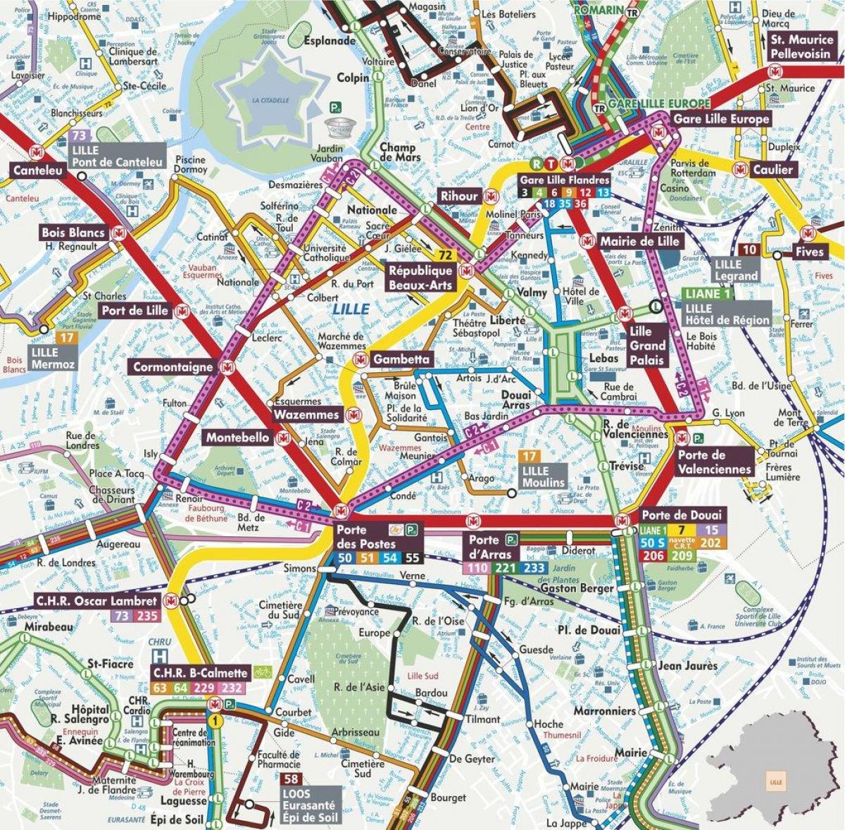 Straßenkarte von Lille Frankreich