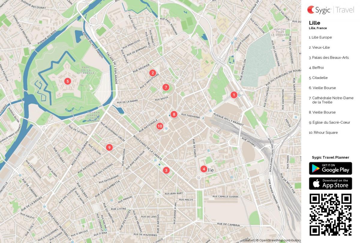 touristische Karte von Lille, Frankreich