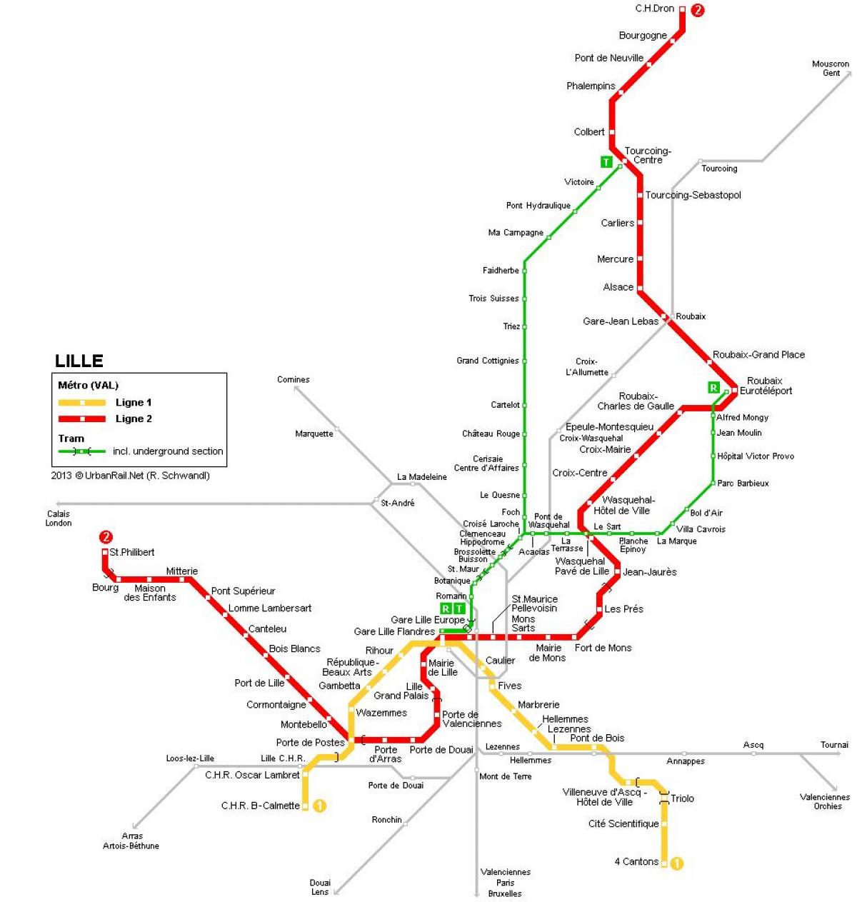 Karte von Lille-Zug